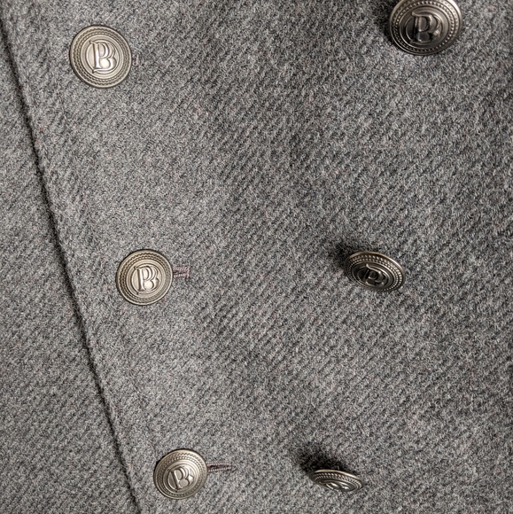 Pierre Balmain Grey Double Breasted Twill Coat 38 - Picture 7 of 14